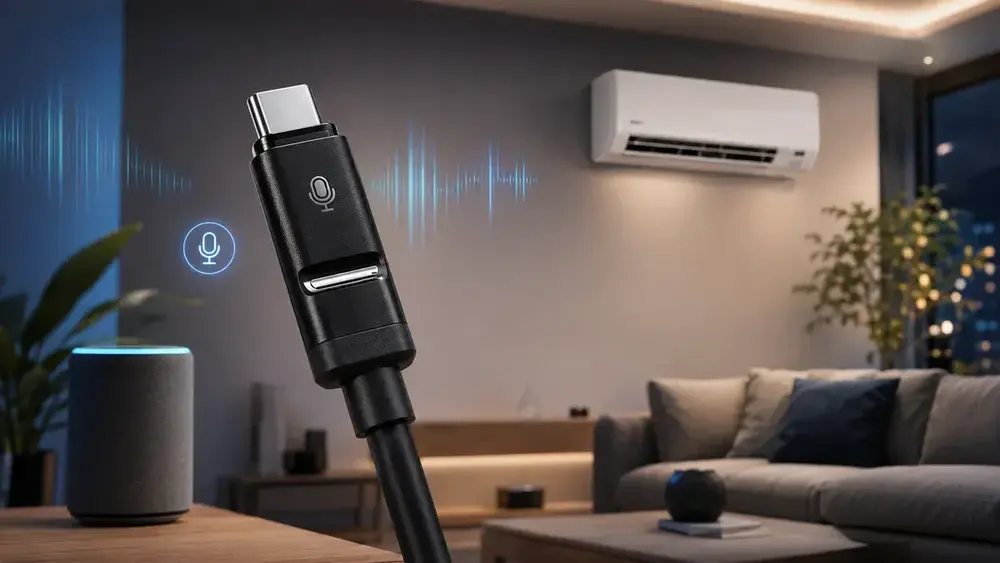 Cabo USB-C com comando de voz controla ar-condicionado